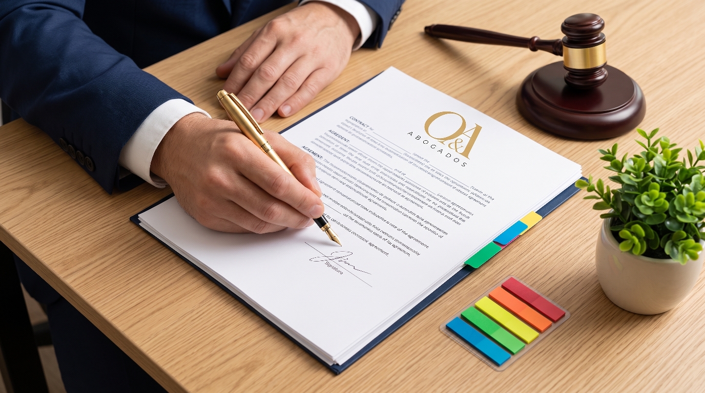Abogado firmando un contrato
